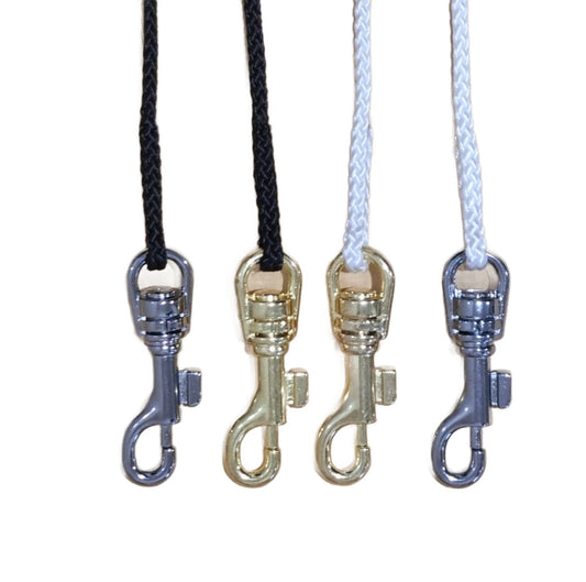 Lead Nylon Cord Show Round 3mm with Chrome or Gold Clip - Black or White