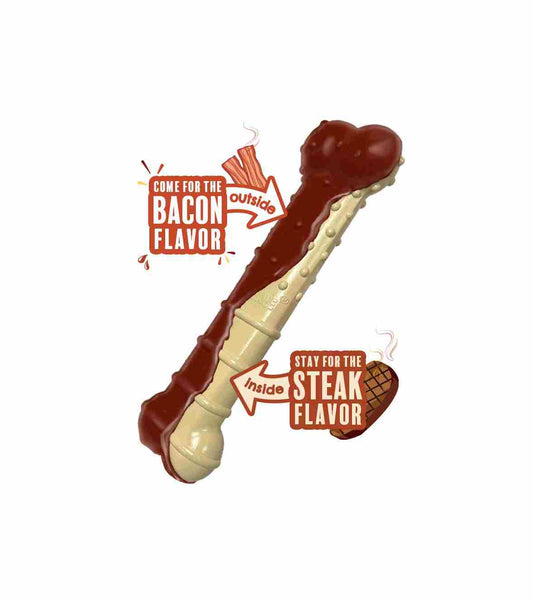 Nylabone Power Chew Basted Blast Steak & Bacon- Petite, Regular, Wolf, Giant & Souper