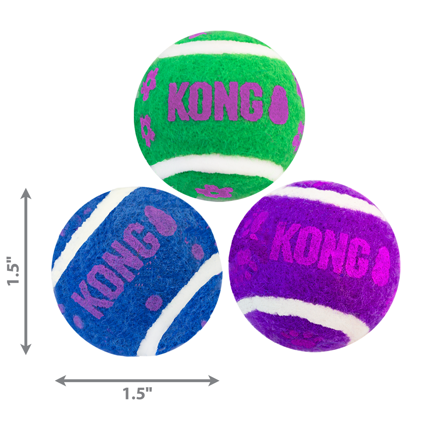 KONG Active Tennis Balls with Bell - Pack of 3