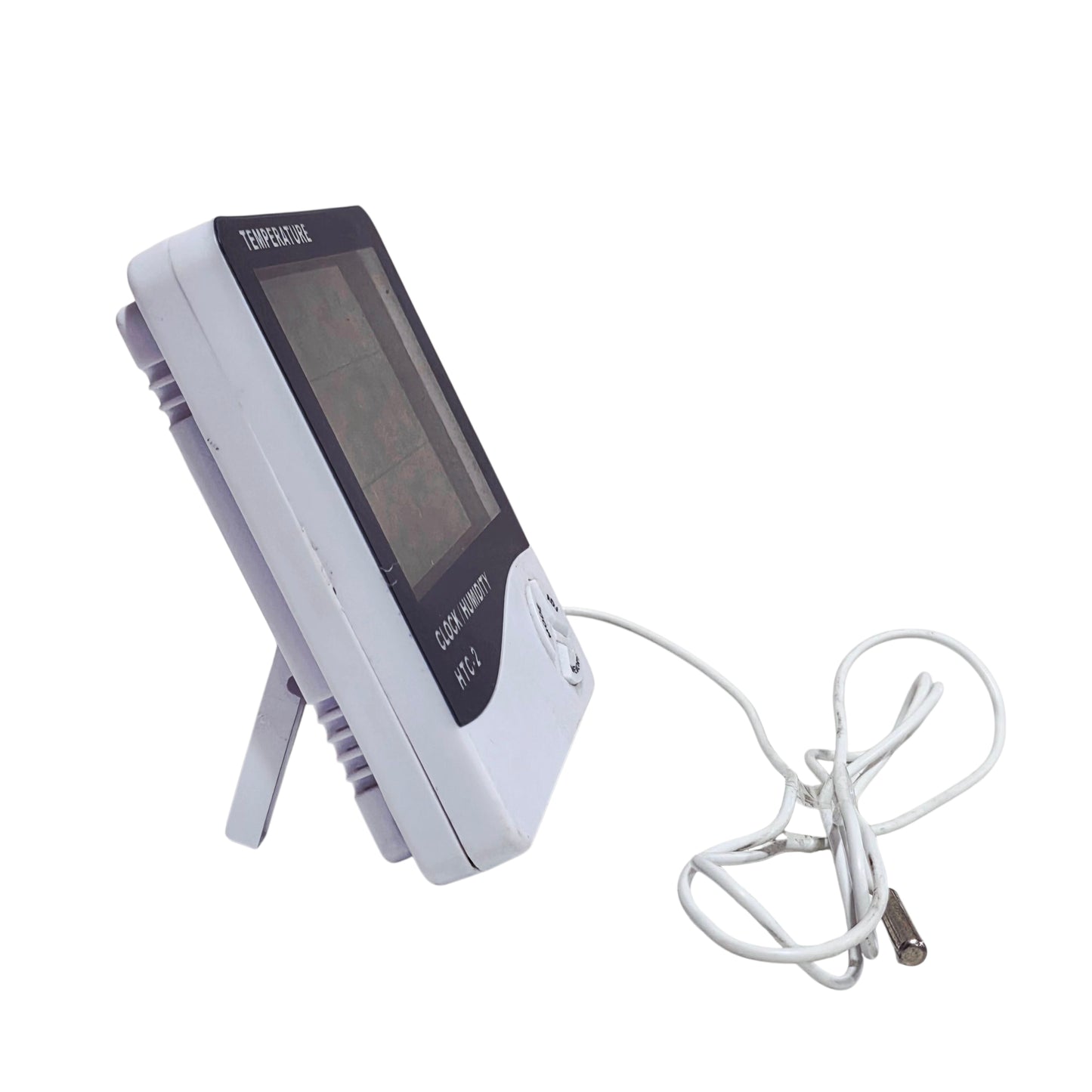 Digital thermometer with a cable on a white background