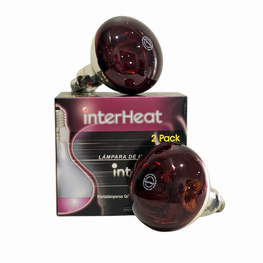 Two interHeat lamp bulbs with packaging