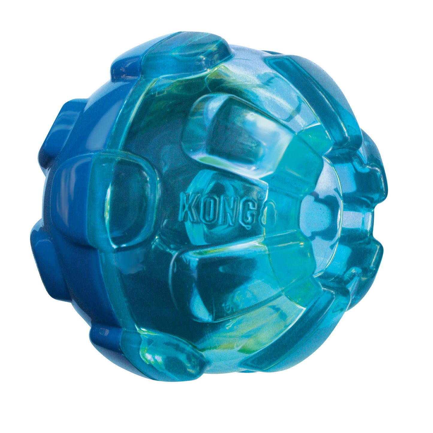 Blue KONG Rewards Ball dog toy on a white background