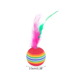 Rainbow Cat Ball with Feathers