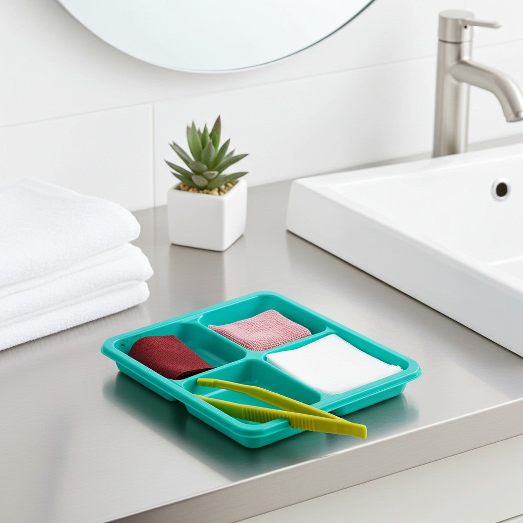 Bathroom counter with a sterile dressing kit