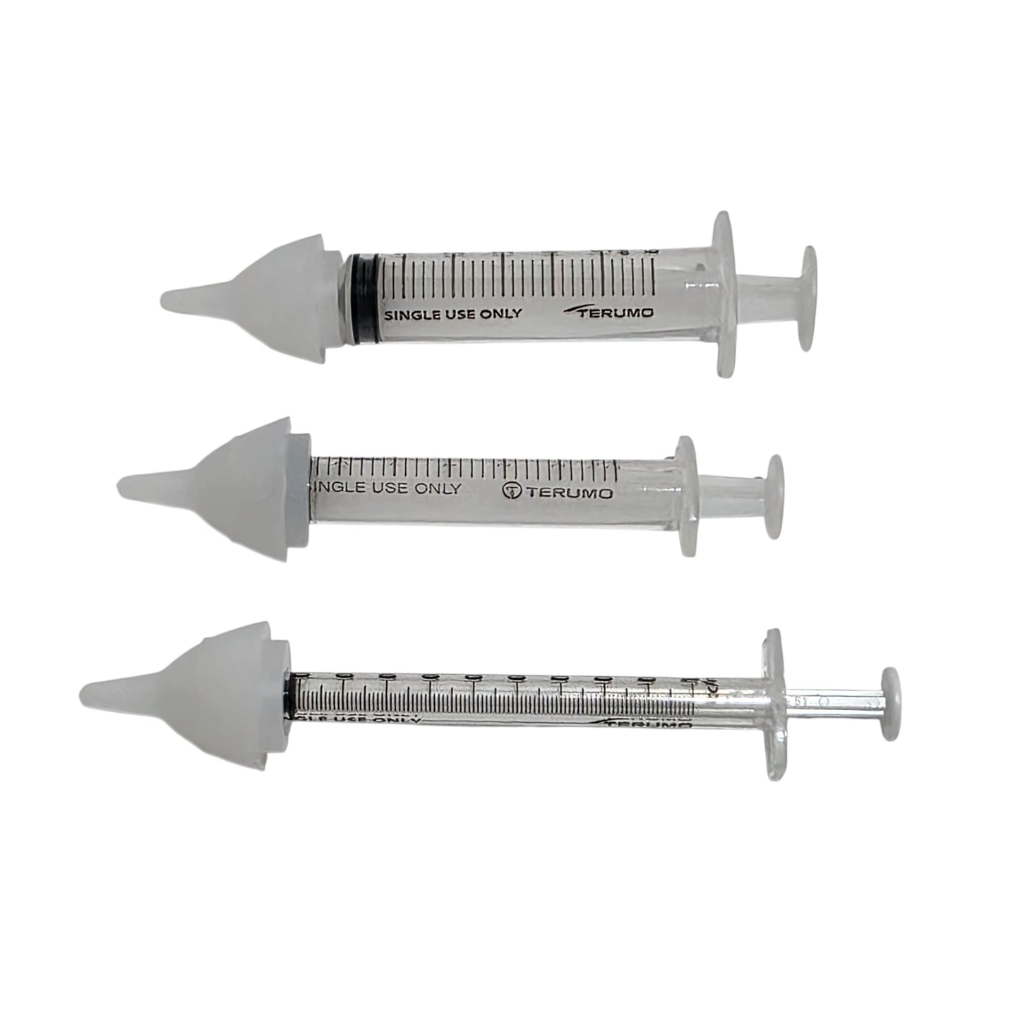 Three syringes with three SuckleSoft teats - a Sucklesafe Feeding Kit