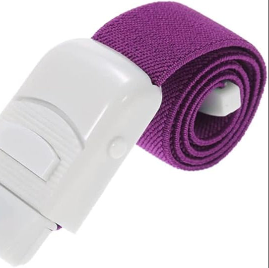 Purple quick release tournique on a white background