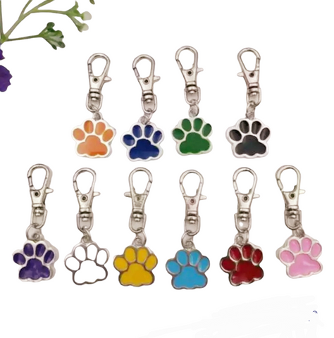 Enamel Paw Keychain Tags Charm - Set of 10