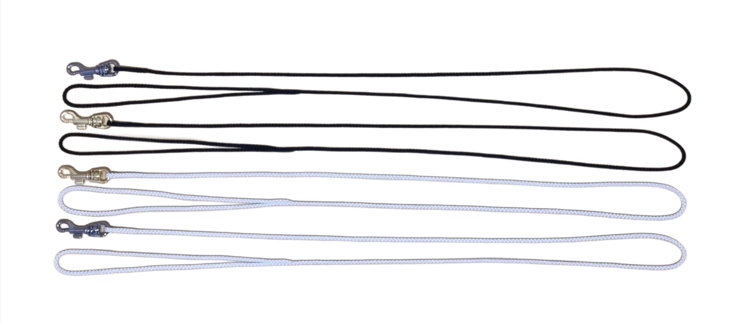 Lead Nylon Cord Show Round 3mm with Chrome or Gold Clip - Black or White
