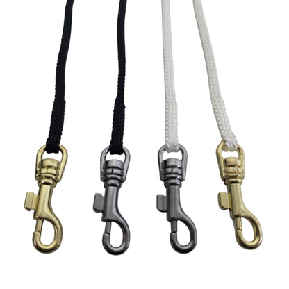 Four 5mm Flat Nylon Show Leads with metal clips in gold & silver on a white background.