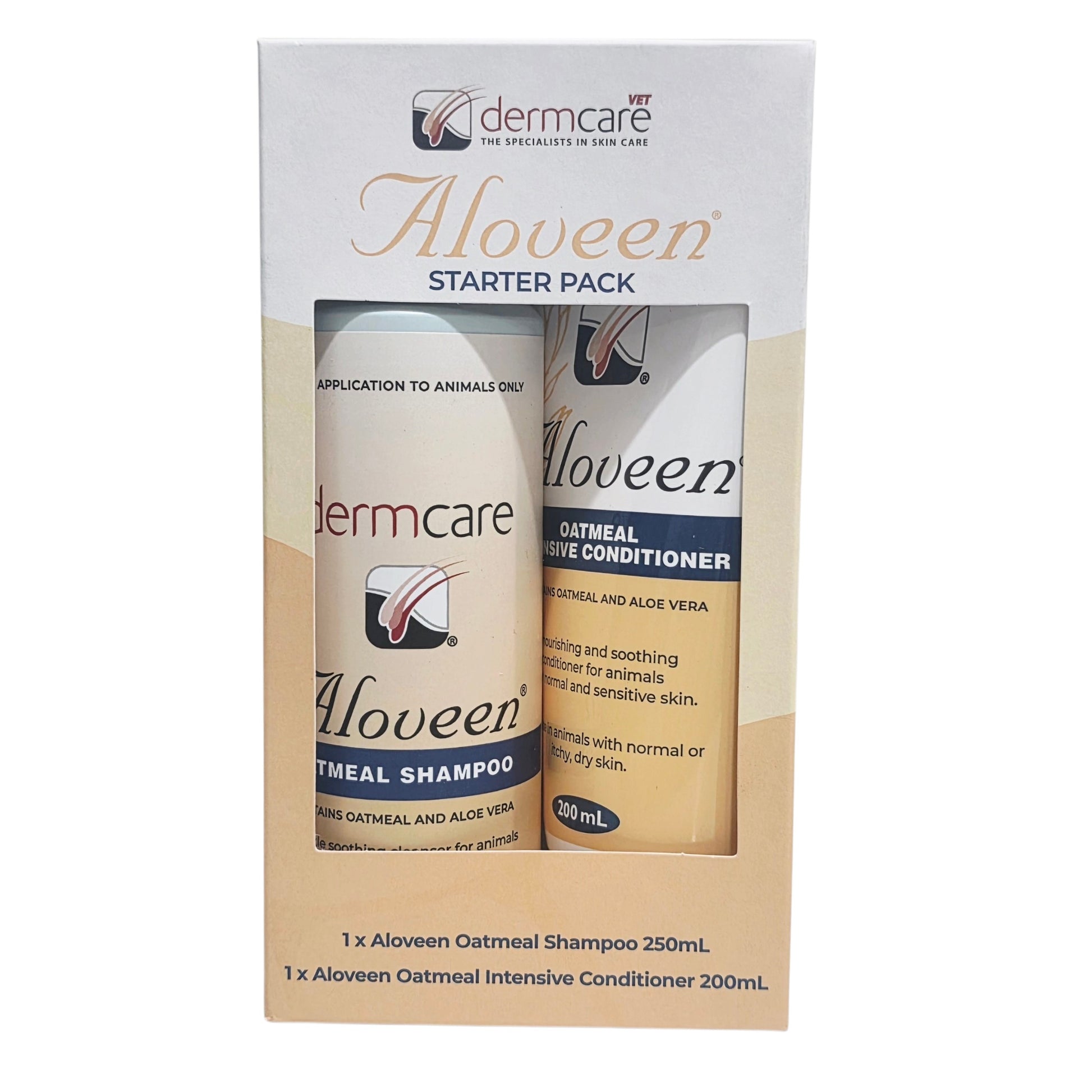 Dermcare Aloveen Starter Pack with shampoo and conditioner in packaging