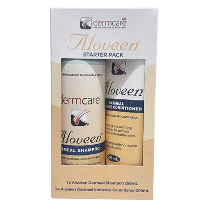 Dermcare Aloveen Starter Pack with shampoo and conditioner in packaging