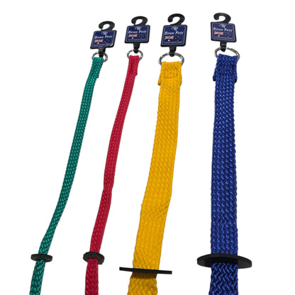Four Beau Pets Slip Leads 10mm and 20mm with tags on a white background