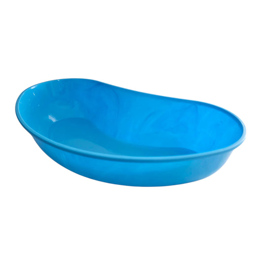 Blue kidney dish on a white background