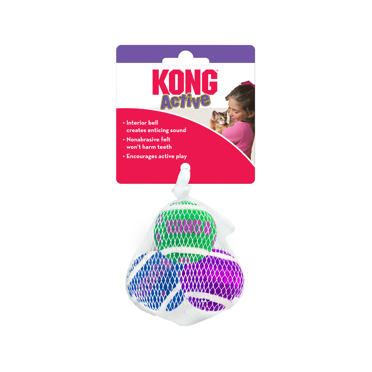KONG Active Tennis Balls with Bell - Pack of 3