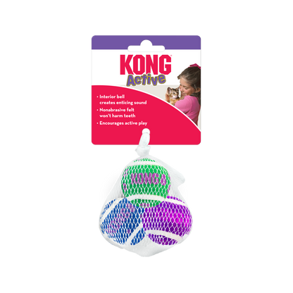 KONG Active Tennis Balls with Bell - Pack of 3