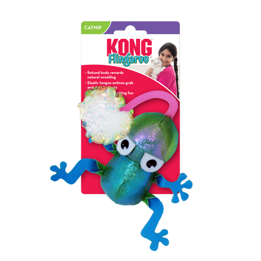 KONG Flingaroo Frog Catnip Crackle Toy