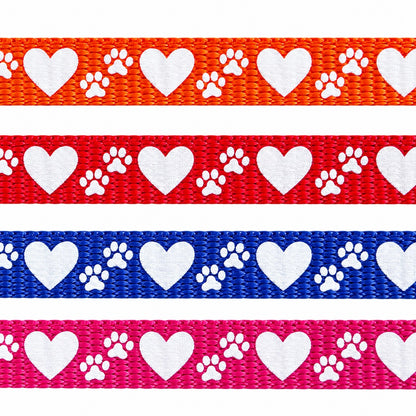 Hearts ad Paw Print Design on Oz Fur Kids Puppy Identification Collars and Leads