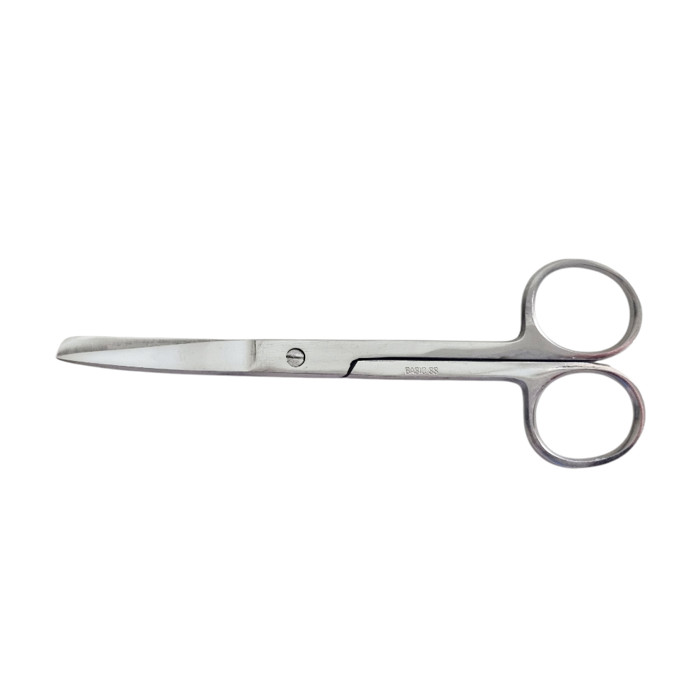 Curved blunt sharp scissors on a white background