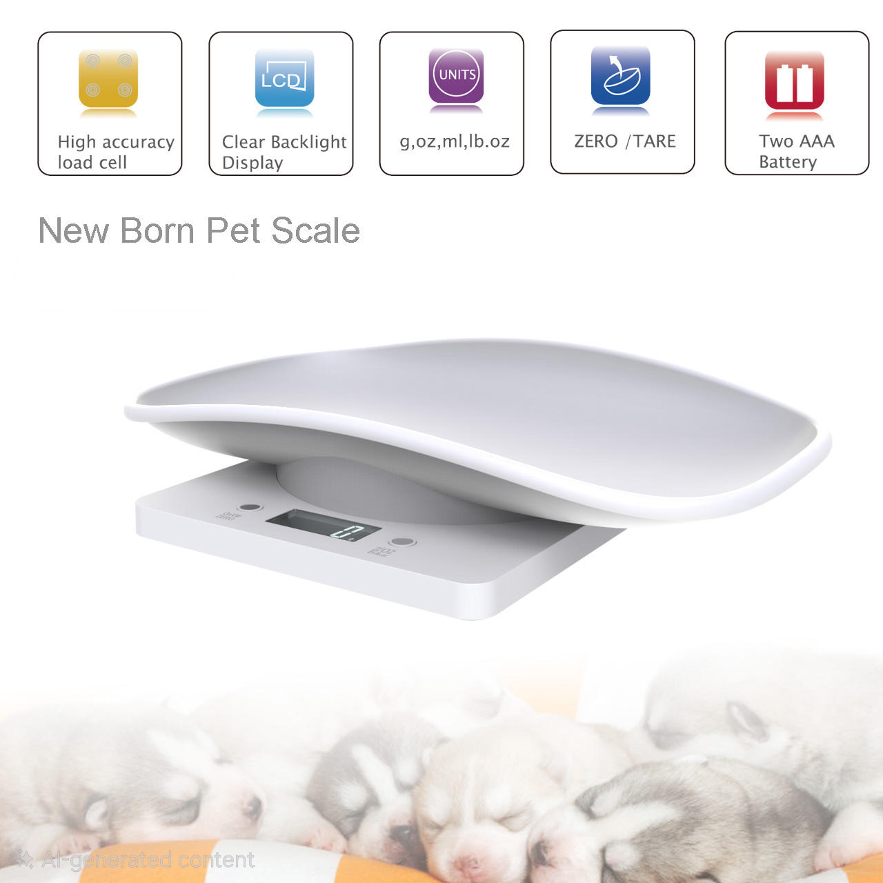 Digital Pet Scales for Pocket Pets Kittend and Small Breed Puppies  on a white background
