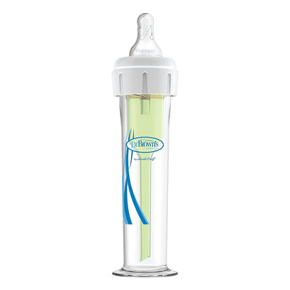 Dr. Brown's accufeed bottle with a white cap on a white background