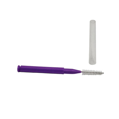 ENfit Cleaning Brush Single Use with lid off on a white background