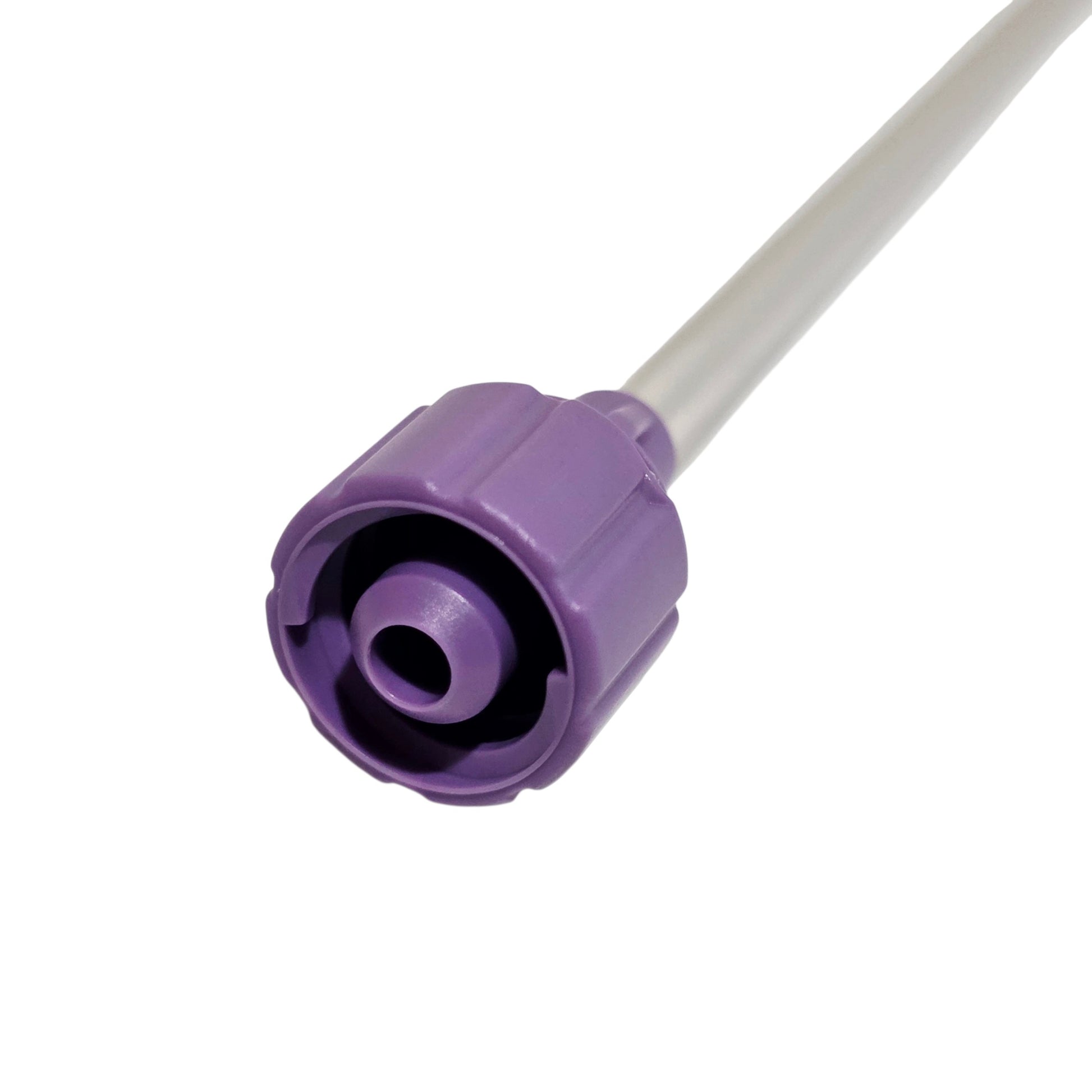 Purple ENfit Sampling Straw connector on a white background