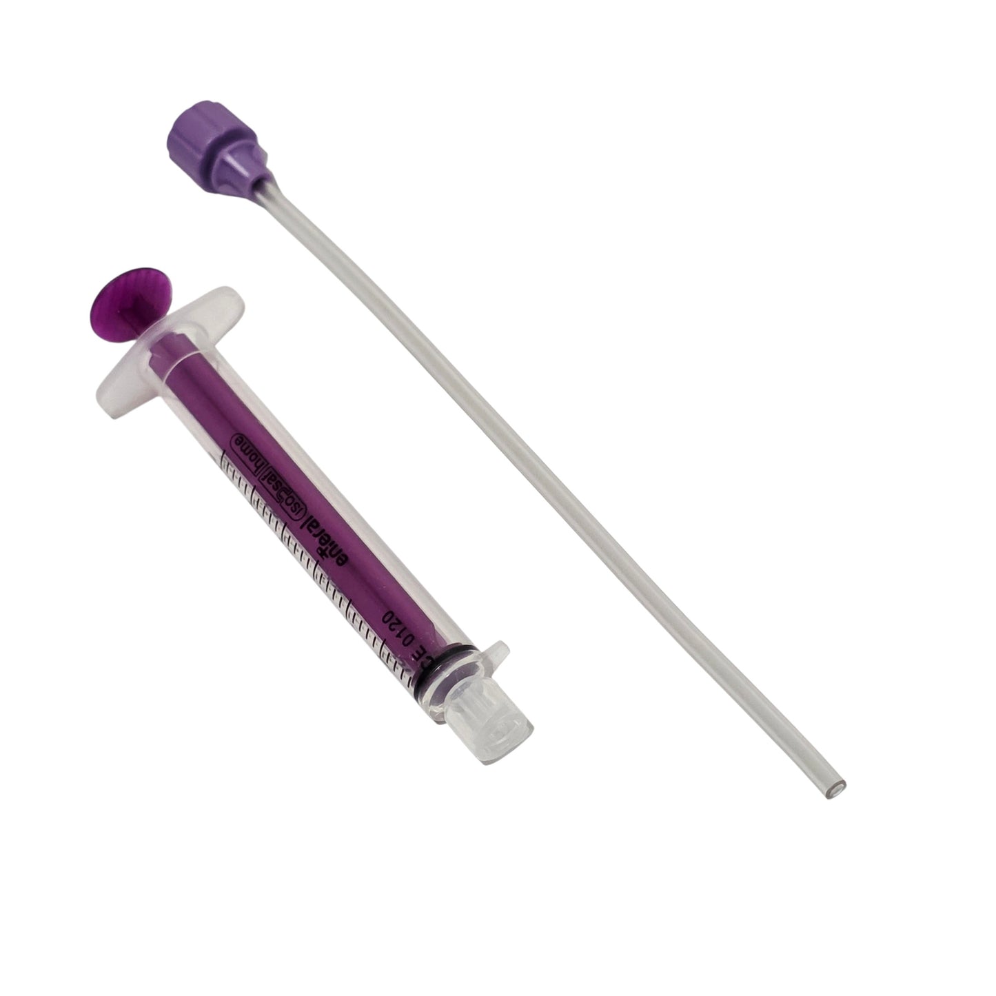 ENfit Sampling Straw with ENfit Sringe on a white background