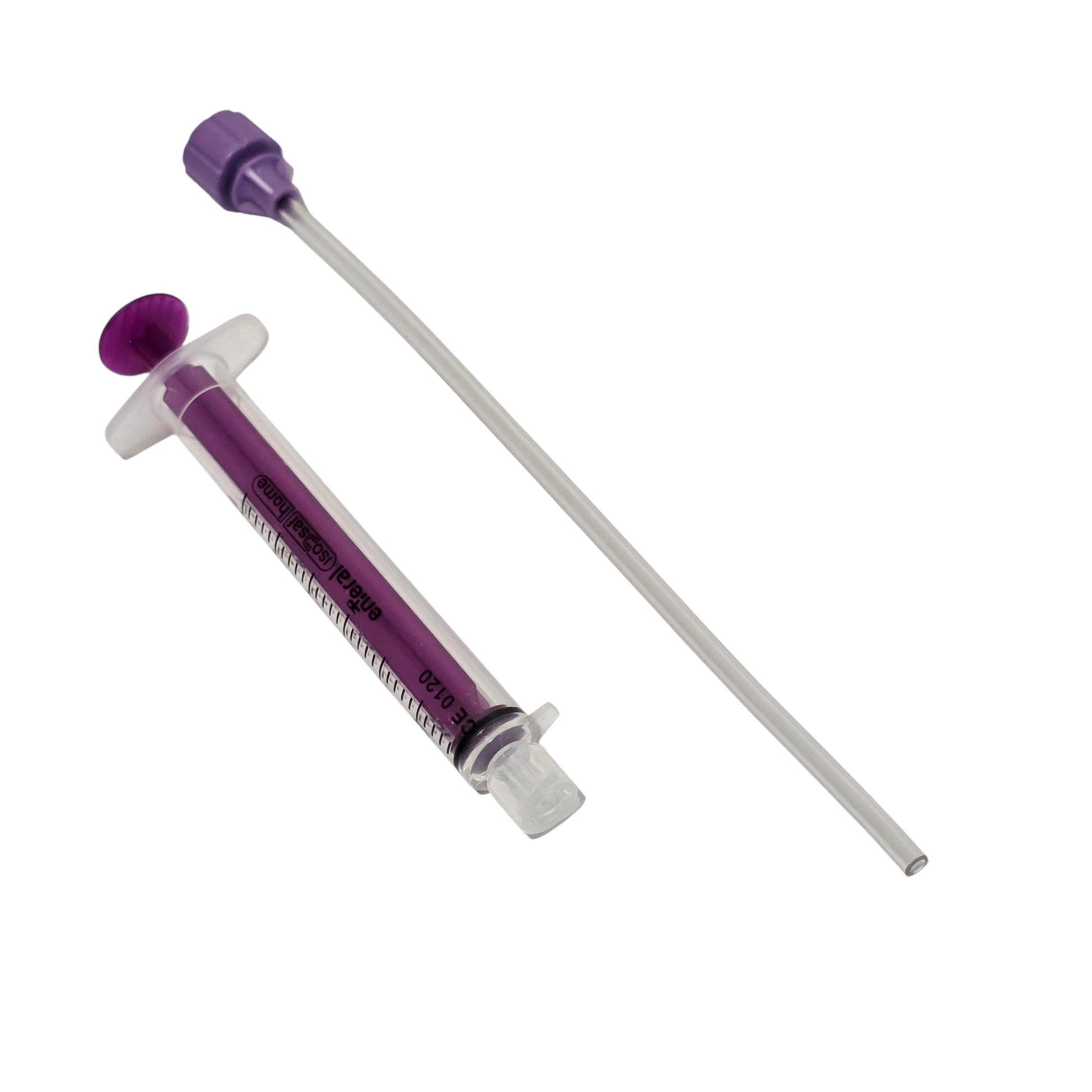 ENfit Sampling Straw with ENfit Sringe on a white background
