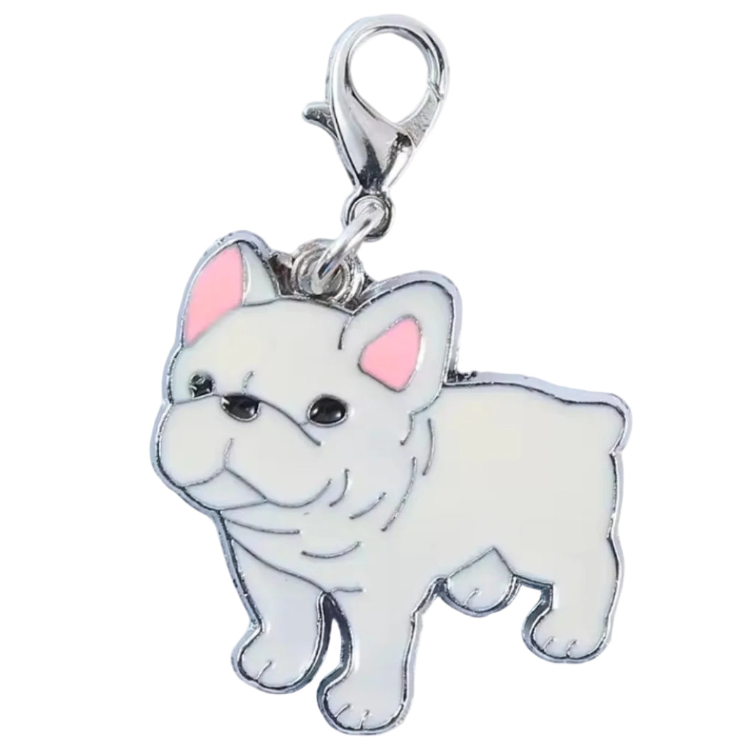 French Bulldog White Key Tag on white background
