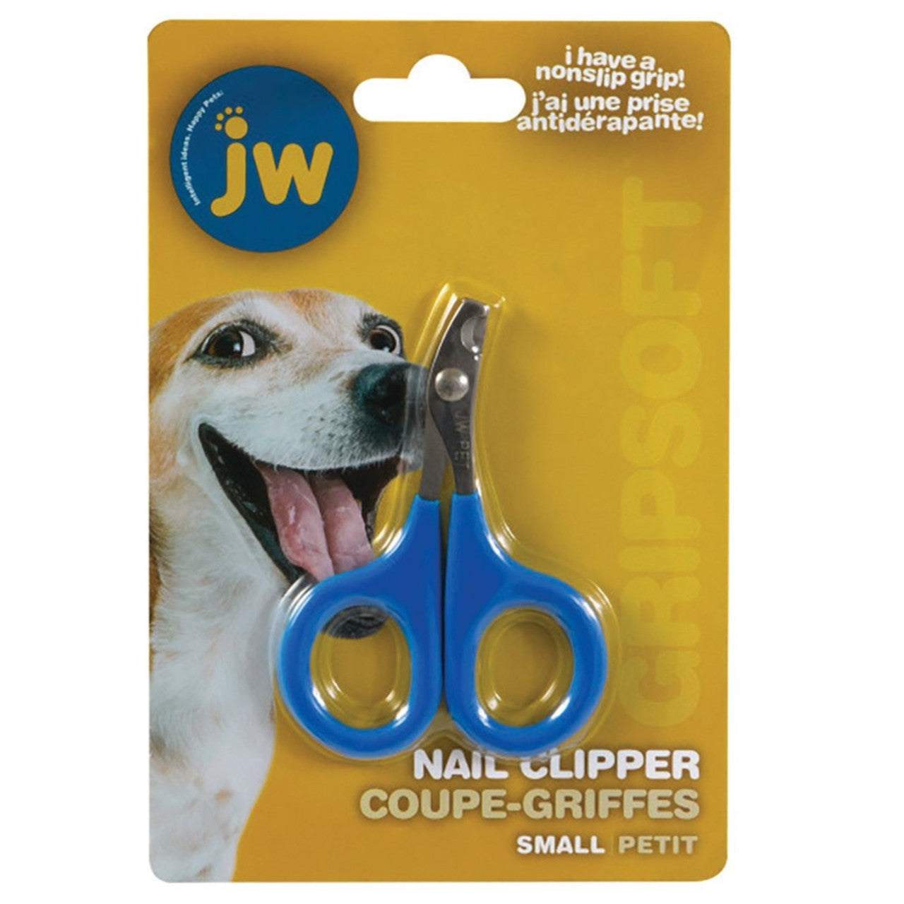 Gripsoft Puppy Nail Trimmers Blue-handled scissors with silver blades on a white background  