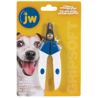 Gripsoft Dog nail clipper with yellow packaging featuring a dog's face and JW brand logo.
