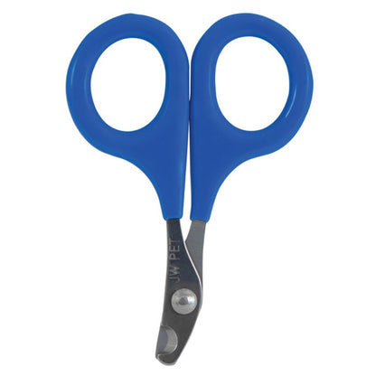 Gripsoft Puppy Nail Trimmers Blue-handled scissors with silver blades on a white background  