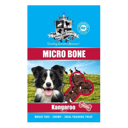 Dog treat package with a dog on the front, featuring the brand 'Huds and Toke'.
