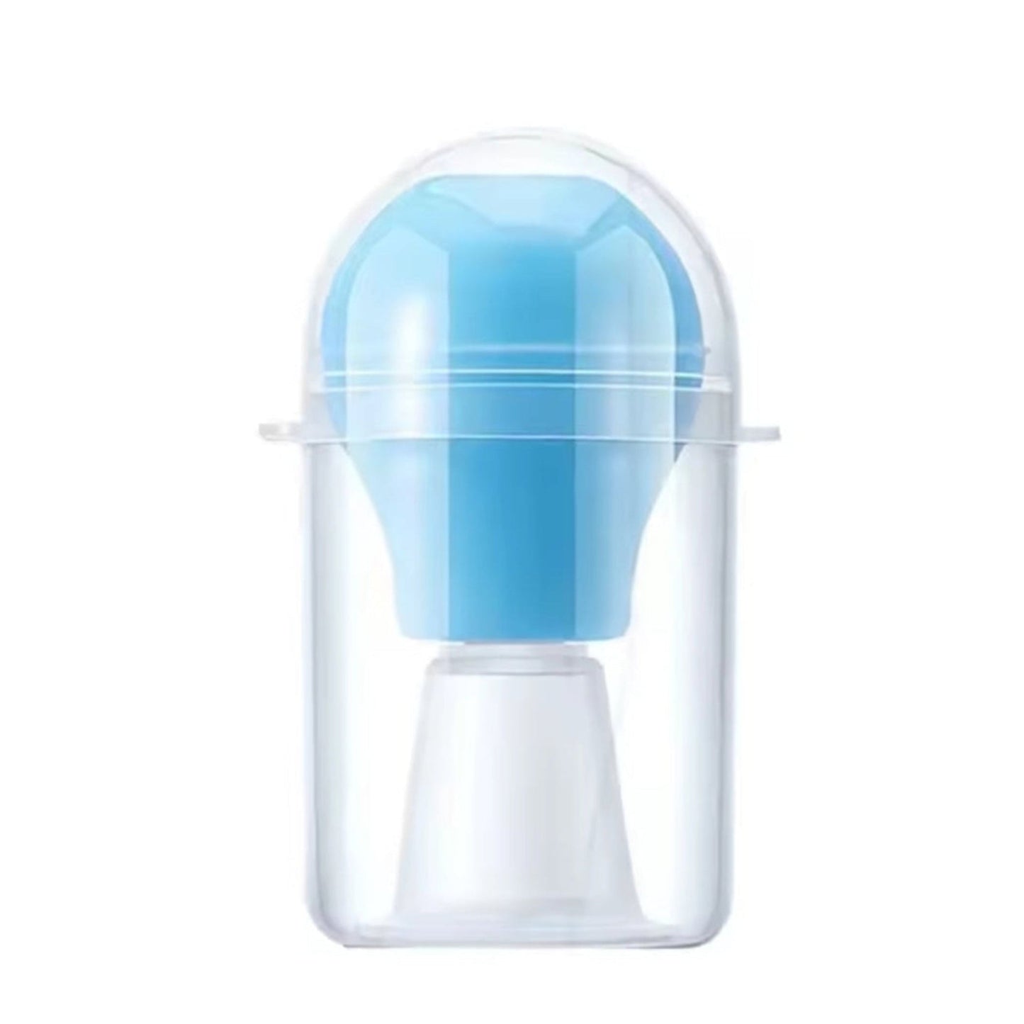 Blue inverted Nipple Corrector in a transparent holder on a white background