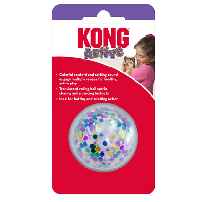 KONG Cat Active Confetti Ball toy packaging on a white background