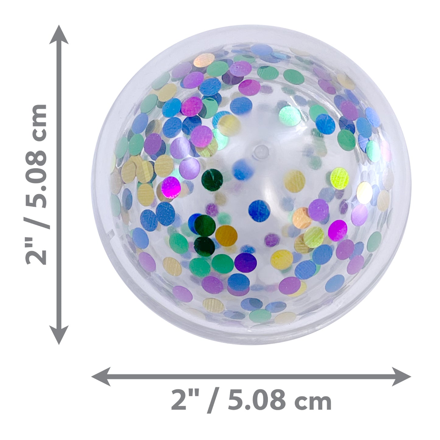 KONG Cat Active Confetti Ball showing dimensions on a white background