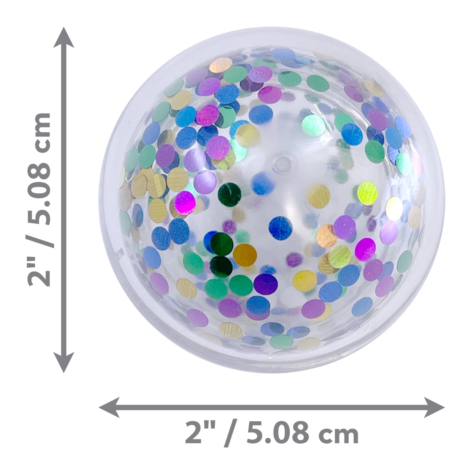 KONG Cat Active Confetti Ball showing dimensions on a white background