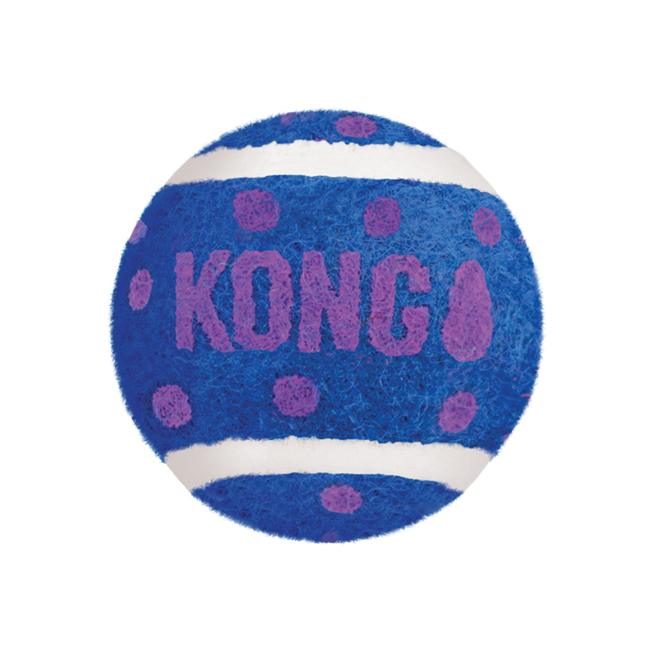 Blue and purple KONG Cat Active Tennis Balls with Bells  on a white background