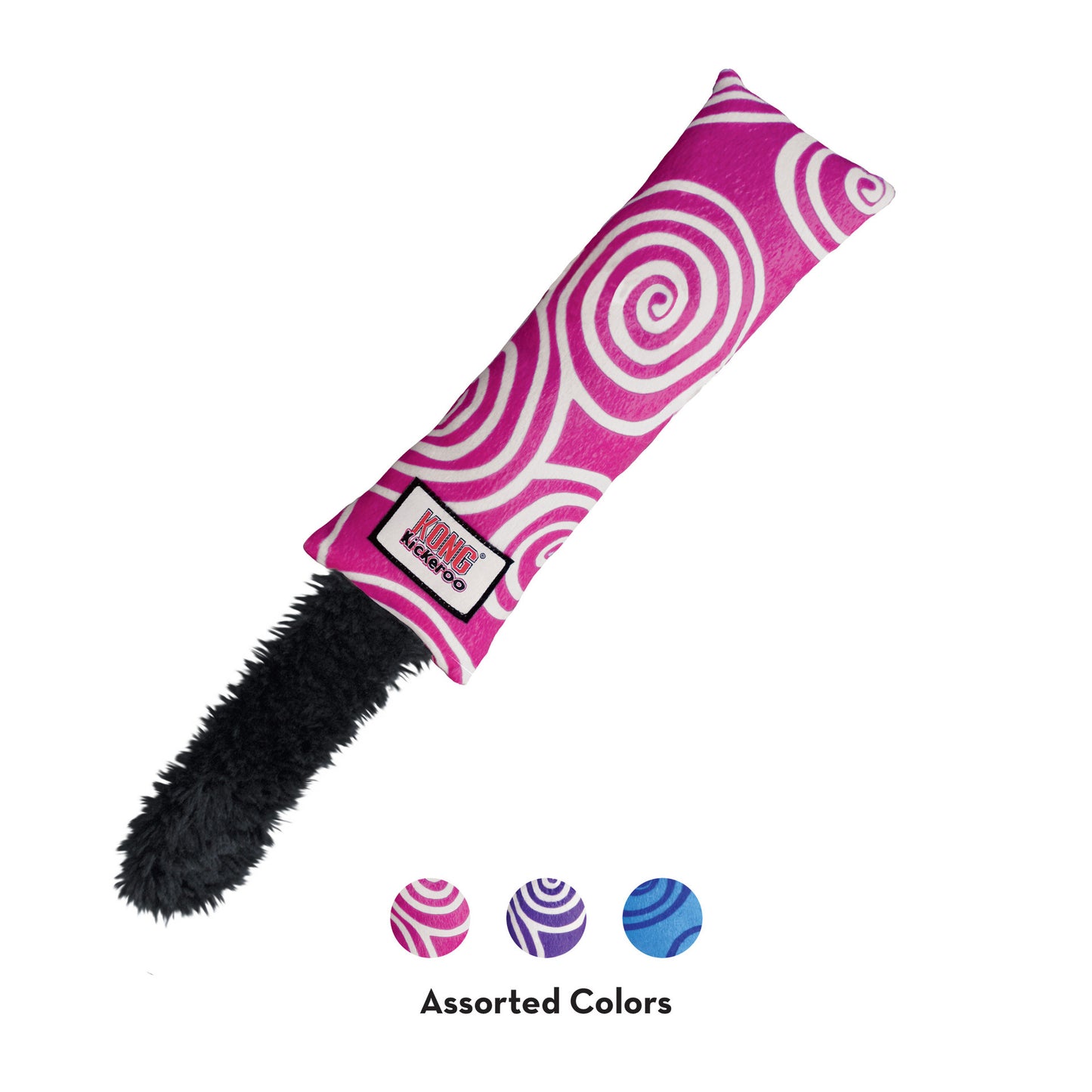 Pink KONG Kickeroo Swirl cat toy with a white background