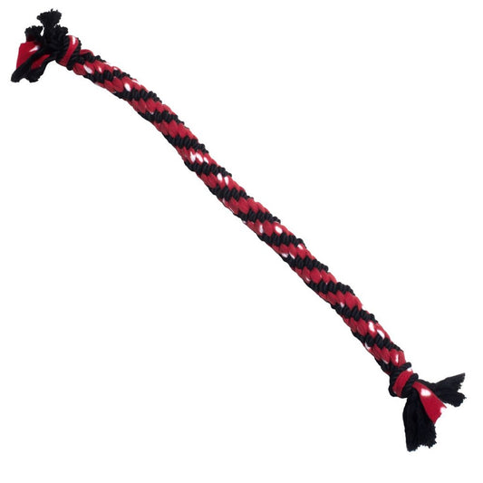 Red and black KONG Signature Rope Mega dog toy on a white background