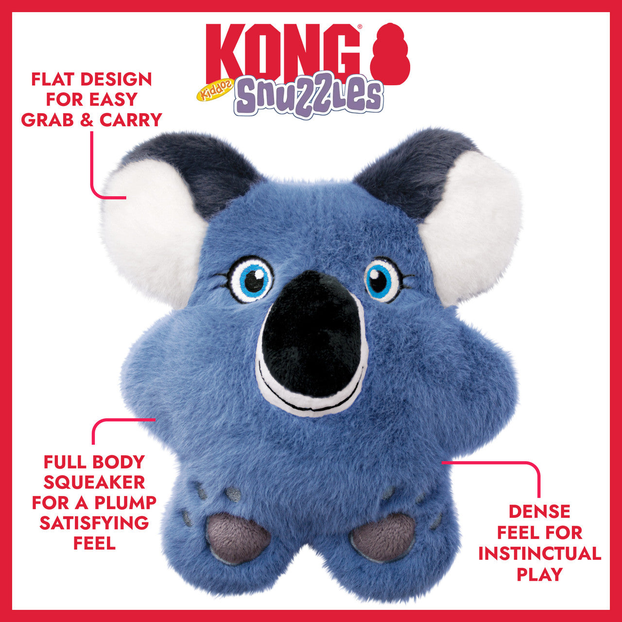 Blue KONG Snuzzles koala with features featuring the KONG brand.