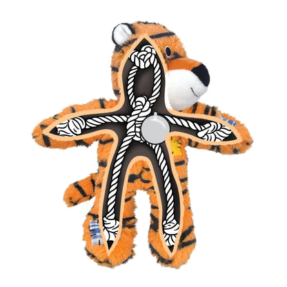 Kong Wild Knots Tiger dog toy inside construction on a white background