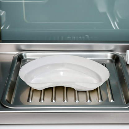 Kidney dish on a stainless steeel tray