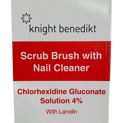 Knight Benedict Chlorheidine Scrub Brush wth Nail Cleaner packaging on a white background