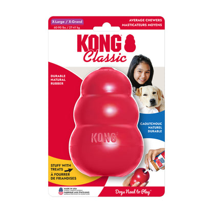 KONG Classic dog toy packaging with a red KONG toy on a white background
