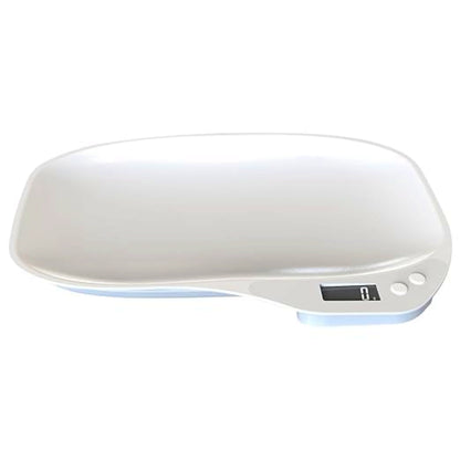 White electronic pet scale with a digital display on a white background