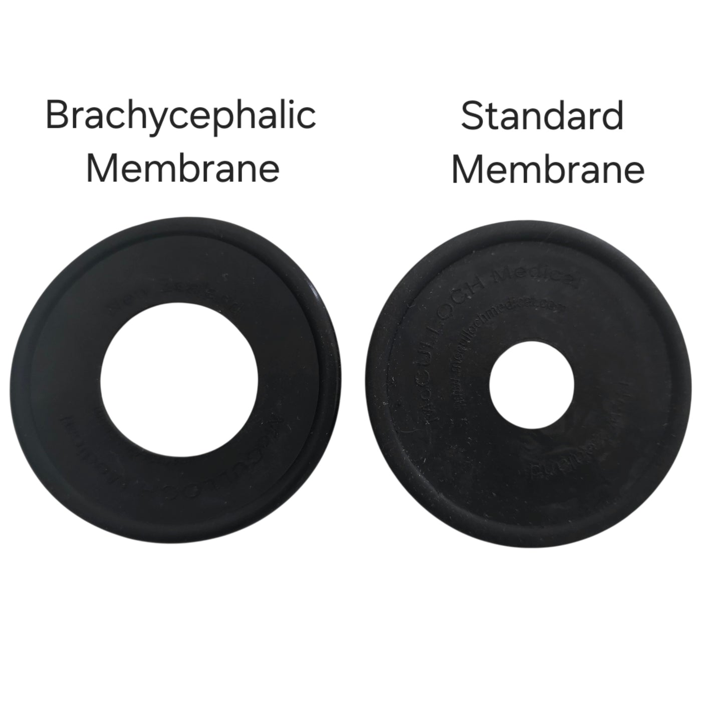 McCulloch One Puff Brachycephalic Membrane compared to Standard Membrane on a white background.