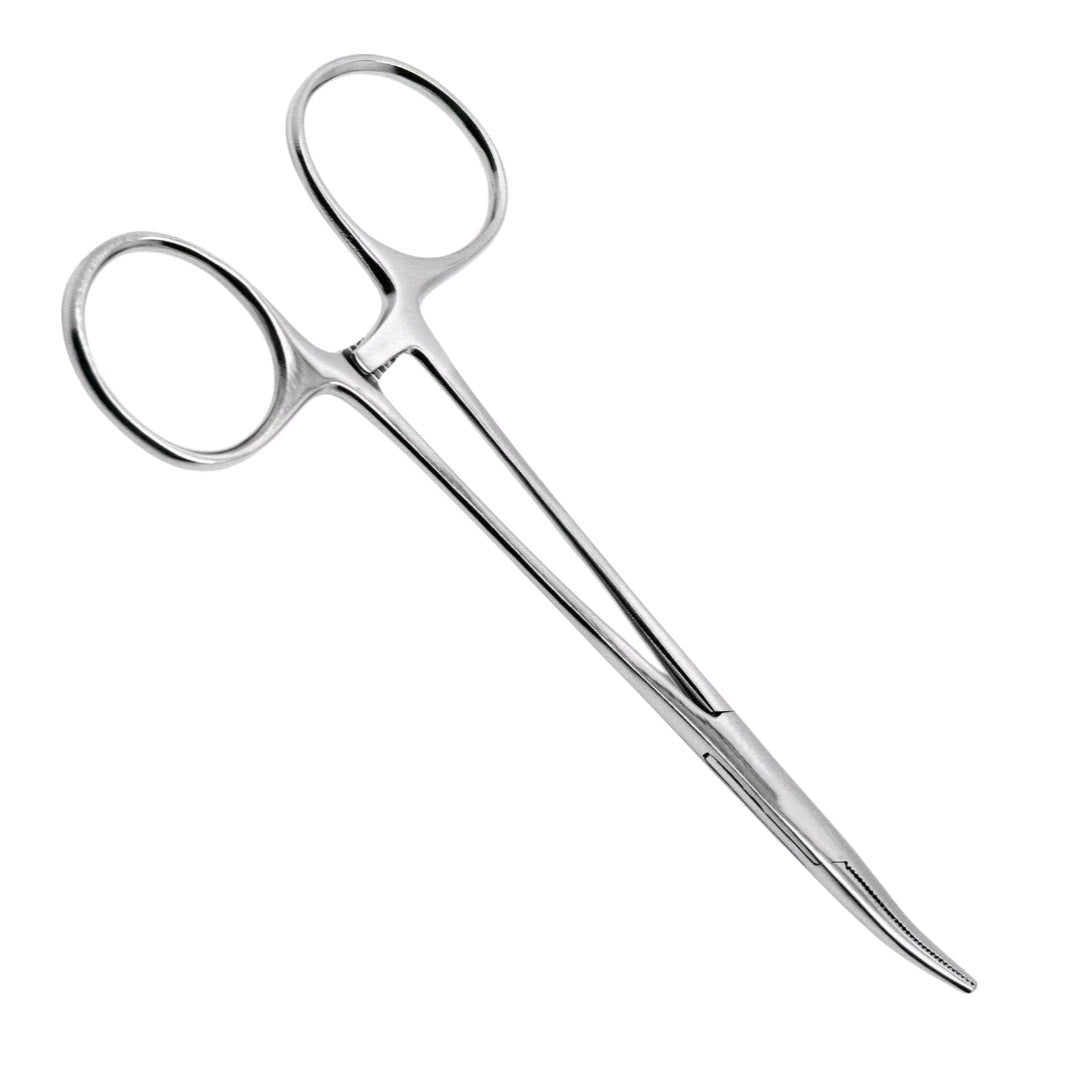 Stainless Steel Curved Mosquito forceps on a white background