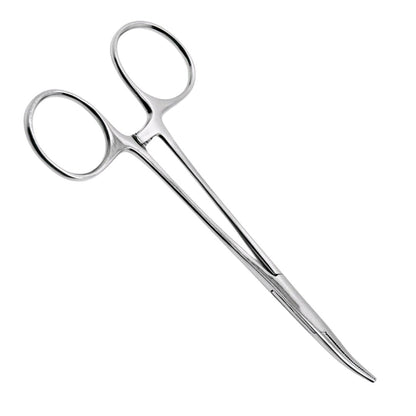 Stainless Steel Curved Mosquito forceps on a white background