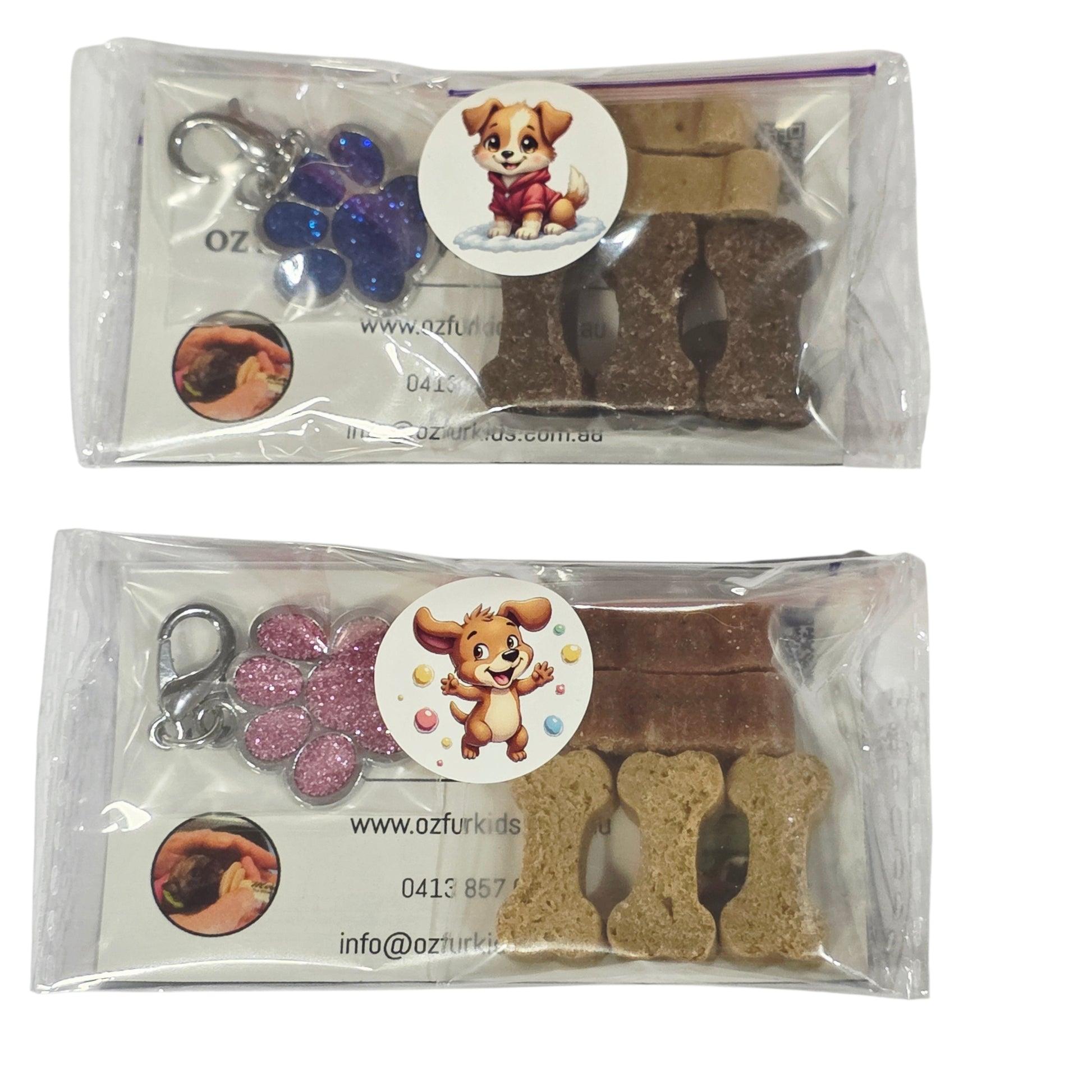 Two Oz Fur Kids gift packs on a white background.